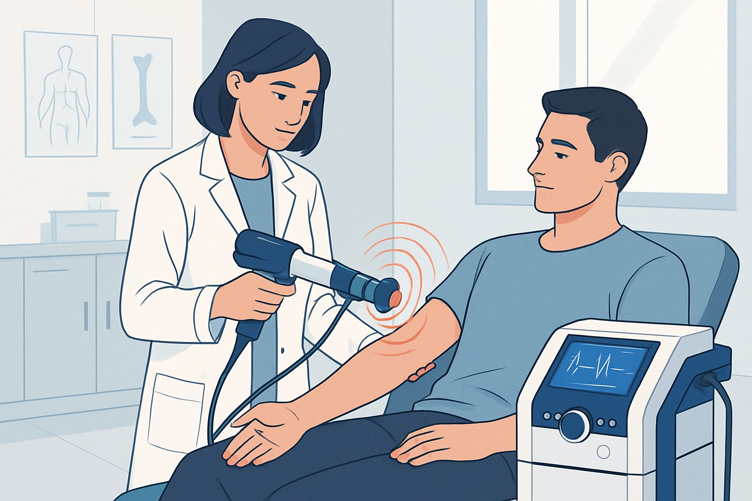 thérapie par ondes de choc: solution non invasive pour soulager les douleurs musculosquelettiques. séances courtes, récupération accélérée, résultats validés.