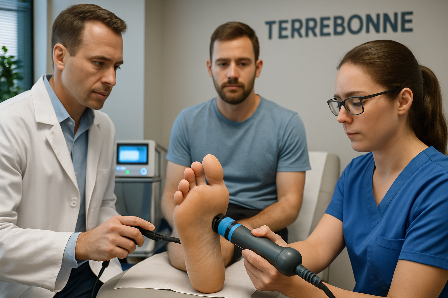 découvrez le traitement par ondes de choc à terrebonne pour la fasciite plantaire. profitez d’un soulagement rapide et efficace de la douleur au pied, sans chirurgie. prenez rendez-vous dès aujourd’hui!